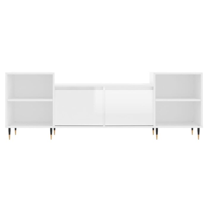 Meuble TV Blanc brillant 160x35x55 cm Bois d'ingénierie – Image 3