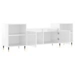 Meuble TV Blanc brillant 160x35x55 cm Bois d'ingénierie – Image 4