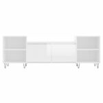 Meuble TV Blanc brillant 160x35x55 cm Bois d'ingénierie – Image 3