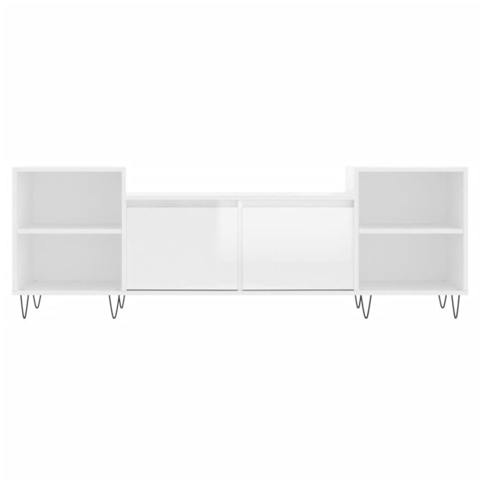 Meuble TV Blanc brillant 160x35x55 cm Bois d'ingénierie – Image 3