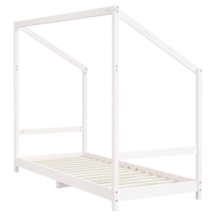 Cadre de lit pour enfants blanc 80x200 cm bois de pin massif – Image 4