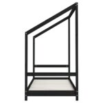 Cadre de lit pour enfants noir 80x200 cm bois de pin massif – Image 3