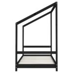 Cadre de lit pour enfants noir 90x200 cm bois de pin massif – Image 3