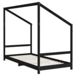 Cadre de lit pour enfants noir 90x200 cm bois de pin massif – Image 4