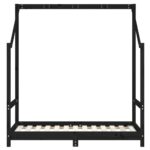 Cadre de lit pour enfant noir 70x140 cm bois de pin massif – Image 2