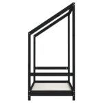 Cadre de lit pour enfant noir 70x140 cm bois de pin massif – Image 3