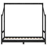 Cadre de lit pour enfant noir 80x160 cm bois de pin massif – Image 2