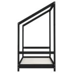 Cadre de lit pour enfant noir 80x160 cm bois de pin massif – Image 3