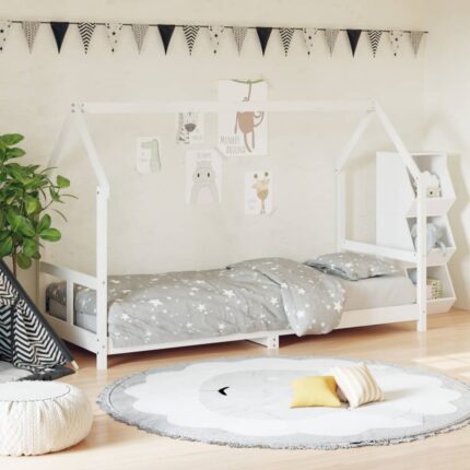 Cadre de lit pour enfants blanc 80x200 cm bois de pin massif