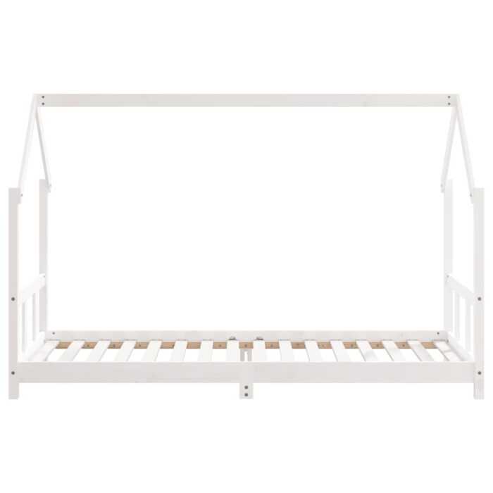 Cadre de lit pour enfants blanc 90x200 cm bois de pin massif – Image 2