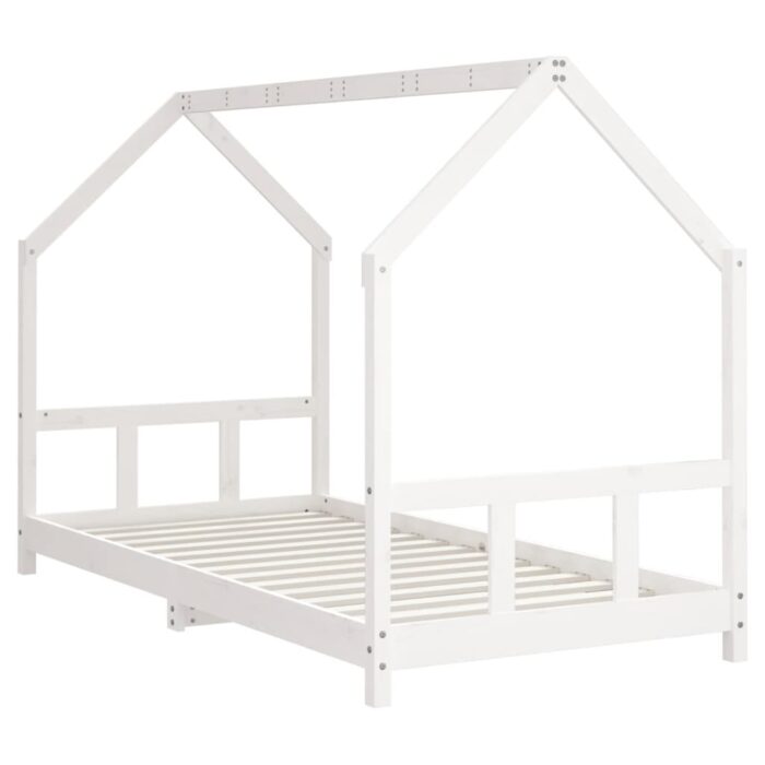 Cadre de lit pour enfants blanc 90x200 cm bois de pin massif – Image 4