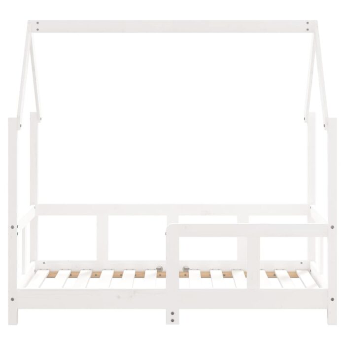 Cadre de lit pour enfant blanc 70x140 cm bois de pin massif – Image 2