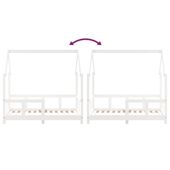 Cadre de lit pour enfant blanc 70x140 cm bois de pin massif – Image 5