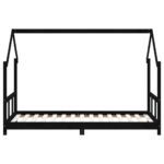 Cadre de lit pour enfants noir 90x190 cm bois de pin massif – Image 2