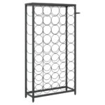 Casier à bouteilles de 45 bouteilles noir 54x18x100cm fer forgé – Image 3