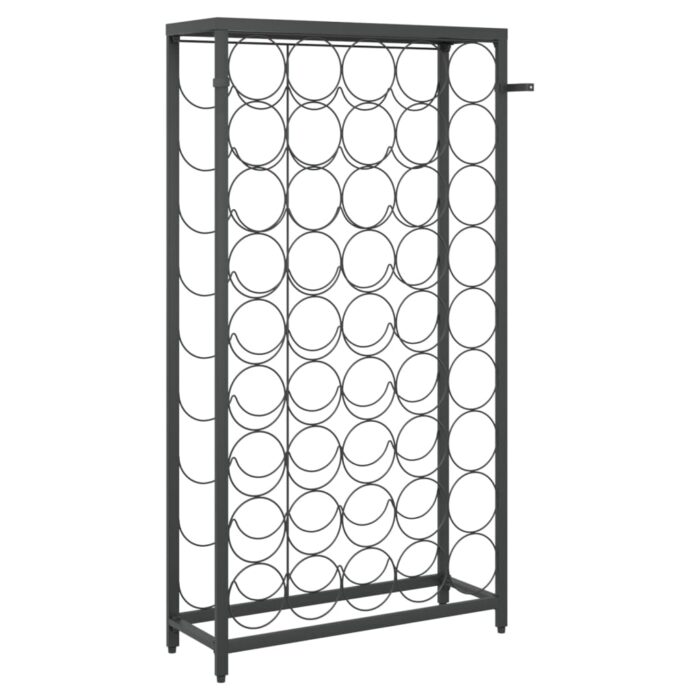 Casier à bouteilles de 45 bouteilles noir 54x18x100cm fer forgé – Image 3