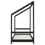 Cadre de lit pour enfants noir 2x(80x200) cm bois de pin massif – Image 3