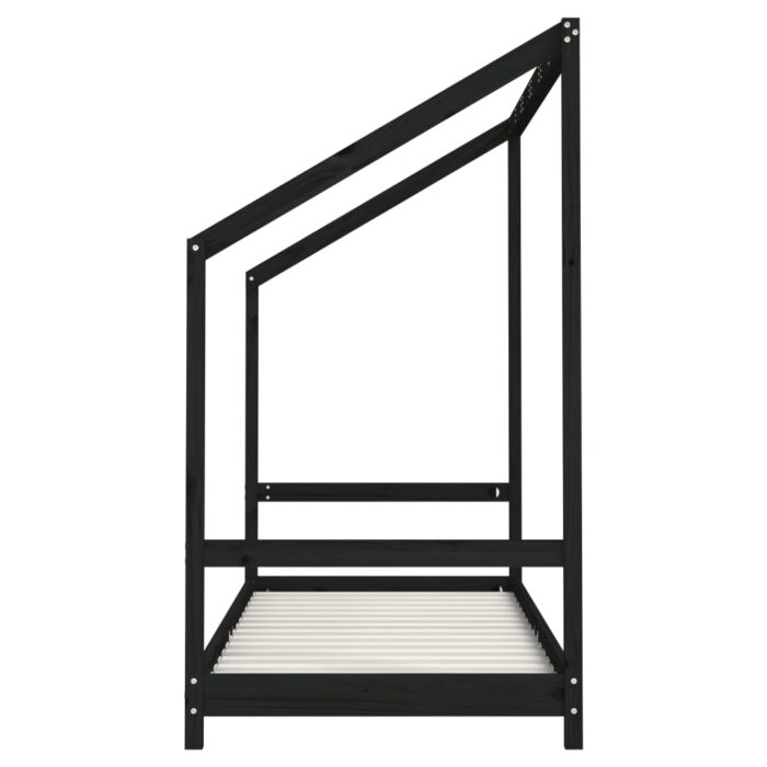 Cadre de lit pour enfants noir 2x(80x200) cm bois de pin massif – Image 3