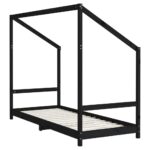 Cadre de lit pour enfants noir 2x(80x200) cm bois de pin massif – Image 5