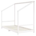 Cadre de lit d'enfant blanc 2x(90x200) cm bois de pin massif – Image 2