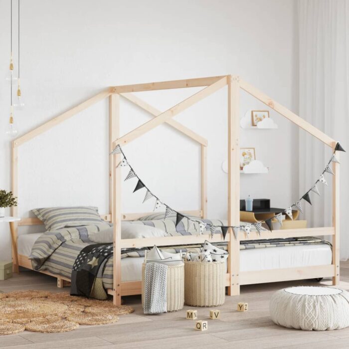 Cadre de lit pour enfants 2x(90x190) cm bois de pin massif – Image 1