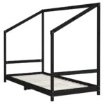 Cadre de lit pour enfants noir 2x(90x190) cm bois de pin massif – Image 2