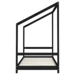 Cadre de lit pour enfants noir 2x(90x190) cm bois de pin massif – Image 3