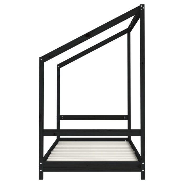 Cadre de lit pour enfants noir 2x(90x190) cm bois de pin massif – Image 3