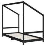 Cadre de lit pour enfants noir 2x(90x190) cm bois de pin massif – Image 5