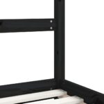 Cadre de lit pour enfants noir 2x(90x190) cm bois de pin massif – Image 6