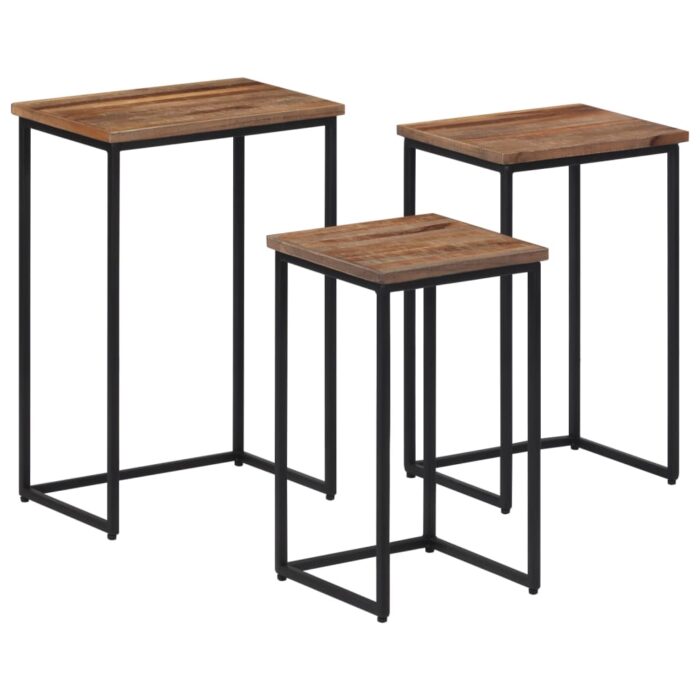 Tables basses gigognes 3 pcs bois massif de teck – Image 1