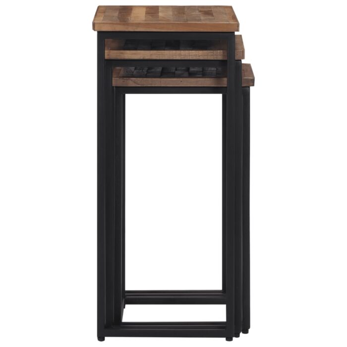 Tables basses gigognes 3 pcs bois massif de teck – Image 2