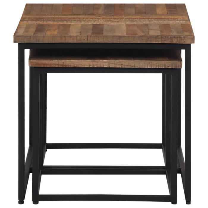 Tables basses gigognes 3 pcs bois massif de teck – Image 2