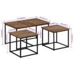 Tables basses gigognes 3 pcs bois massif de teck – Image 7
