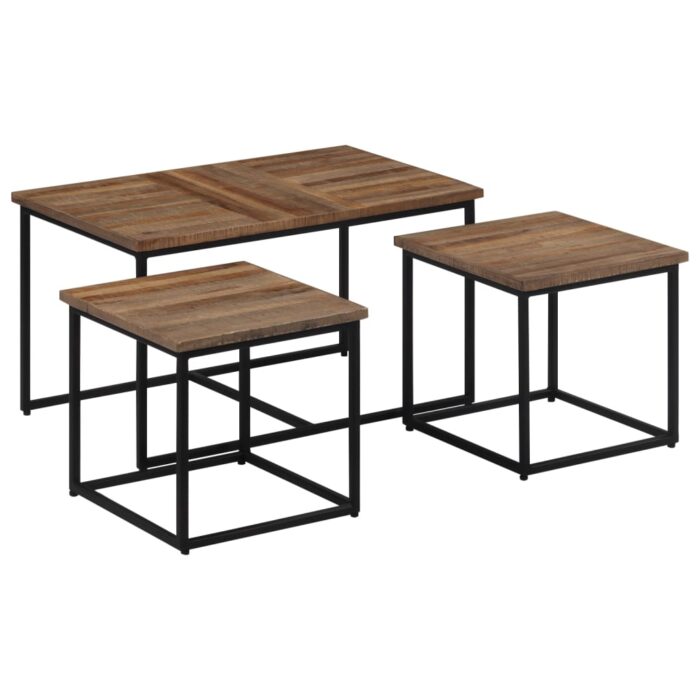 Tables basses gigognes 3 pcs bois massif de teck – Image 8