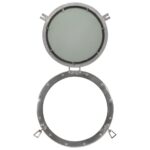 Miroir en forme de hublot mural Ø50 cm aluminium et verre – Image 3
