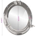 Miroir en forme de hublot mural Ø50 cm aluminium et verre – Image 6