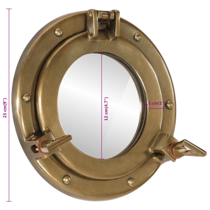 Miroir en forme de porthole mural Ø23 cm aluminium et verre – Image 6