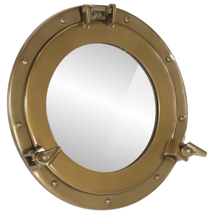 Miroir en forme de hublot mural Ø38 cm aluminium et verre – Image 1