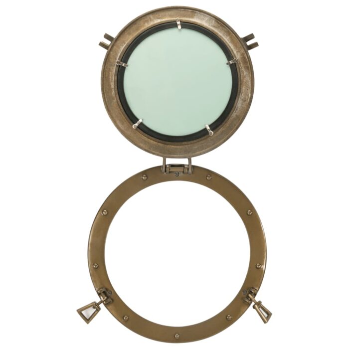 Miroir en forme de hublot mural Ø38 cm aluminium et verre – Image 3