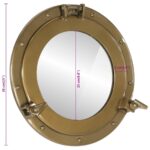 Miroir en forme de hublot mural Ø38 cm aluminium et verre – Image 6
