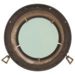 Miroir en forme de porthole mural Ø50 cm aluminium et verre – Image 2