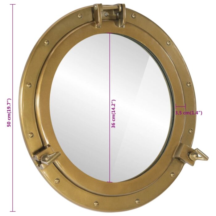 Miroir en forme de porthole mural Ø50 cm aluminium et verre – Image 6
