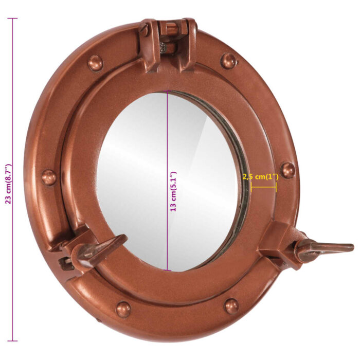 Miroir en forme de porthole mural Ø23 cm aluminium et verre – Image 6