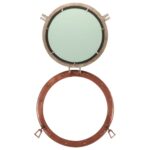 Miroir en forme de hublot mural Ø50 cm aluminium et verre – Image 3