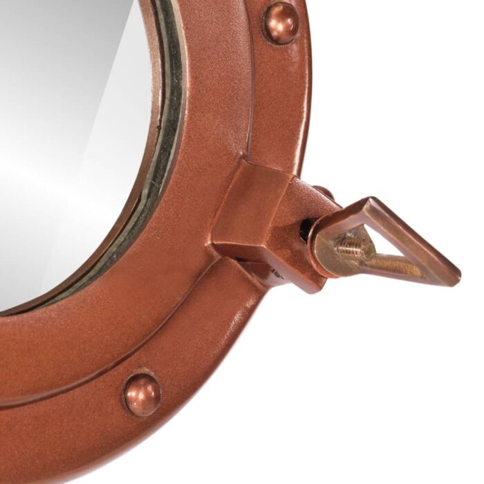 Miroir en forme de hublot mural Ø50 cm aluminium et verre – Image 5