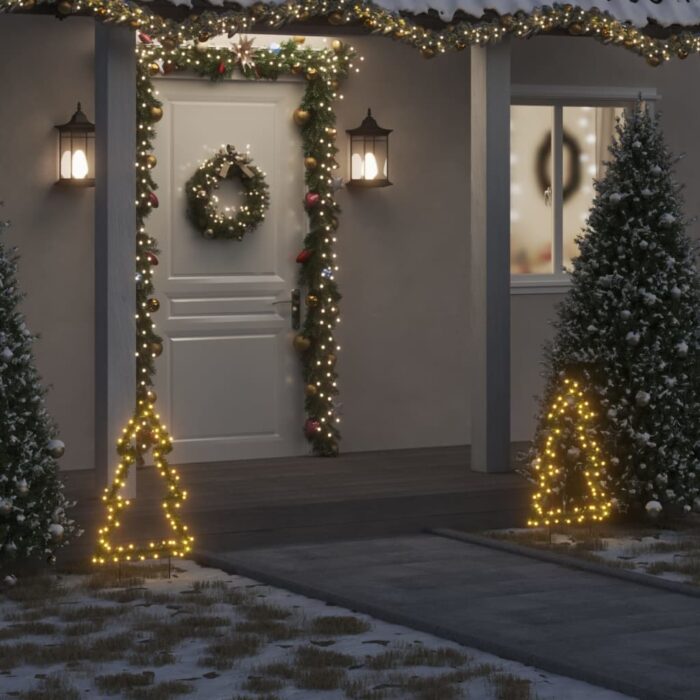 Décoration lumineuse arbre de Noël avec piquets 80 LED 60 cm – Image 1