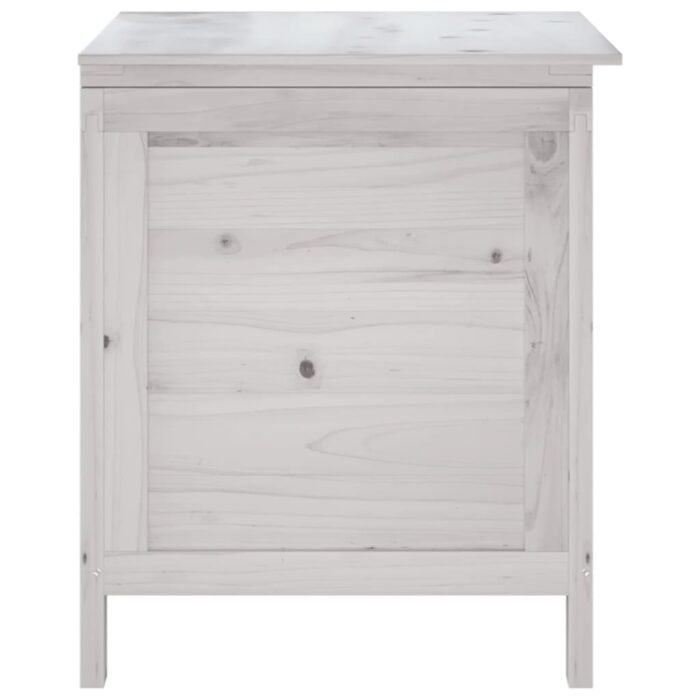 Boîte de rangement de jardin blanc bois massif de sapin – Image 3