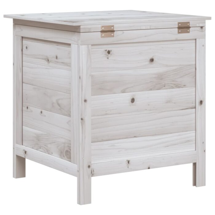 Boîte de rangement de jardin blanc bois massif de sapin – Image 4