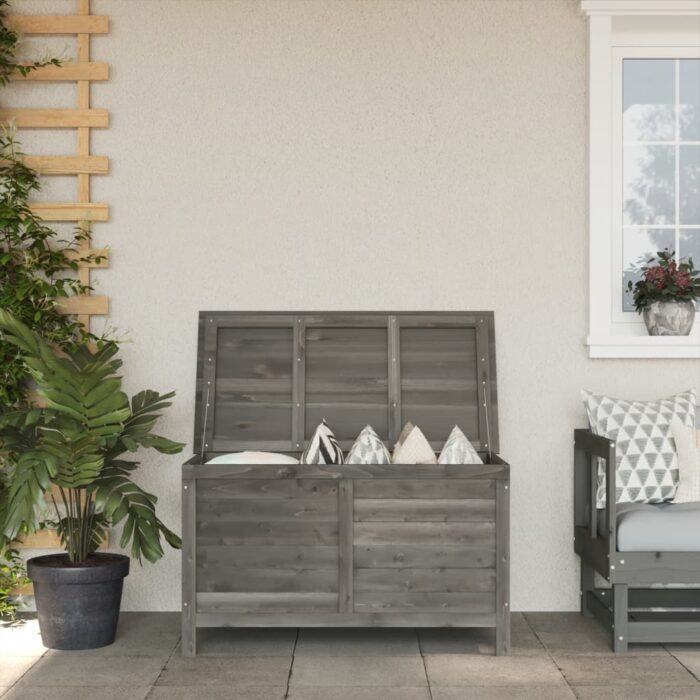 Boîte de rangement de jardin anthracite bois massif de sapin – Image 1